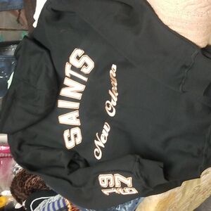 NFL SAINTS Black Hoodie with Gold and White Accents